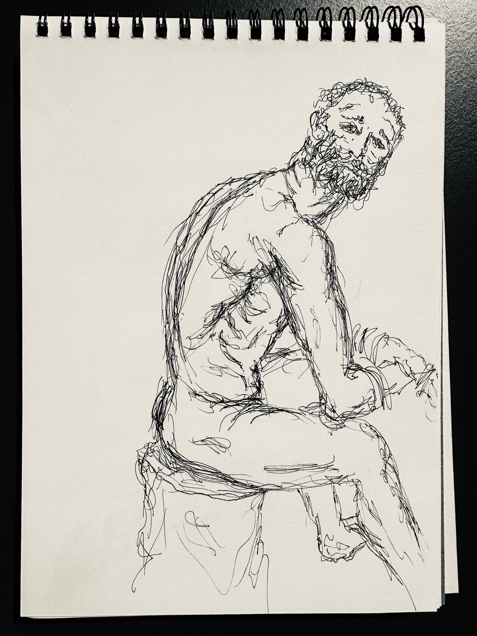 Photo of a sketch of the statue The Boxer At Rest