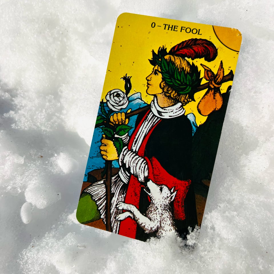 Off to see the wizard! The Fool card from the Morgan-Greer Tarot, 1979