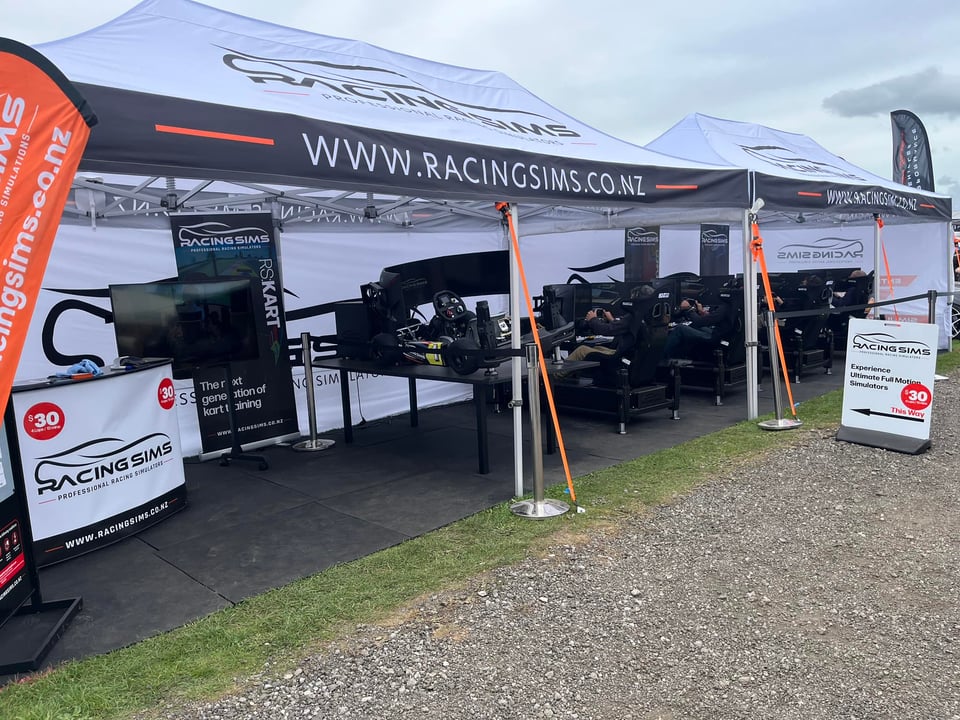 Racing sims tents with motion rigs at Taupo