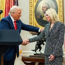 On Pam Bondi’s first day as attorney general in February 2025, she signed a directive that appeared to prohibit the kind of fund the Trump administration established this week. Credit...Eric Lee/The New York Times