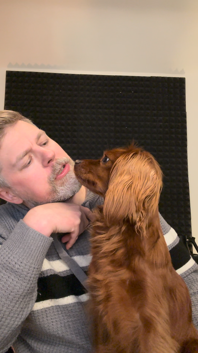 Chris Mead and a cute dog.