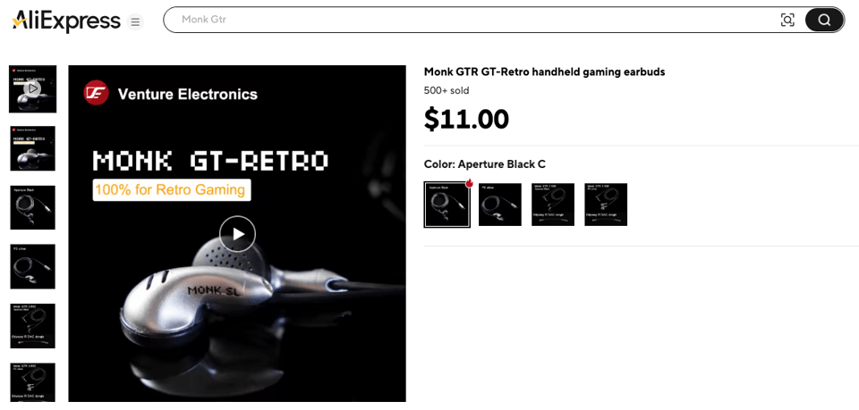 Monk Retro AliExpress sales numbers