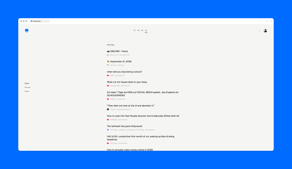 The Morgenblau digest screen