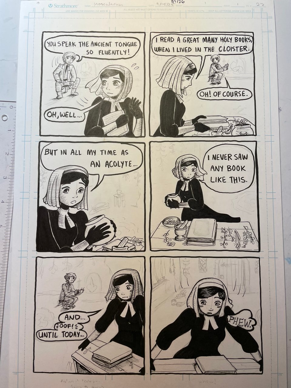 an in-progress page of inoscularum