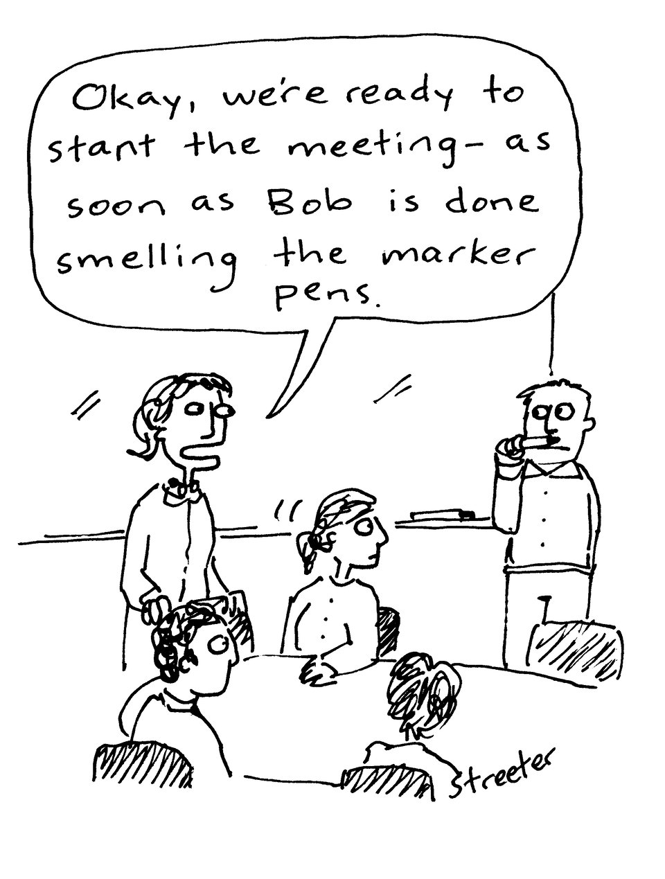 Cartoon about smelling marker pens