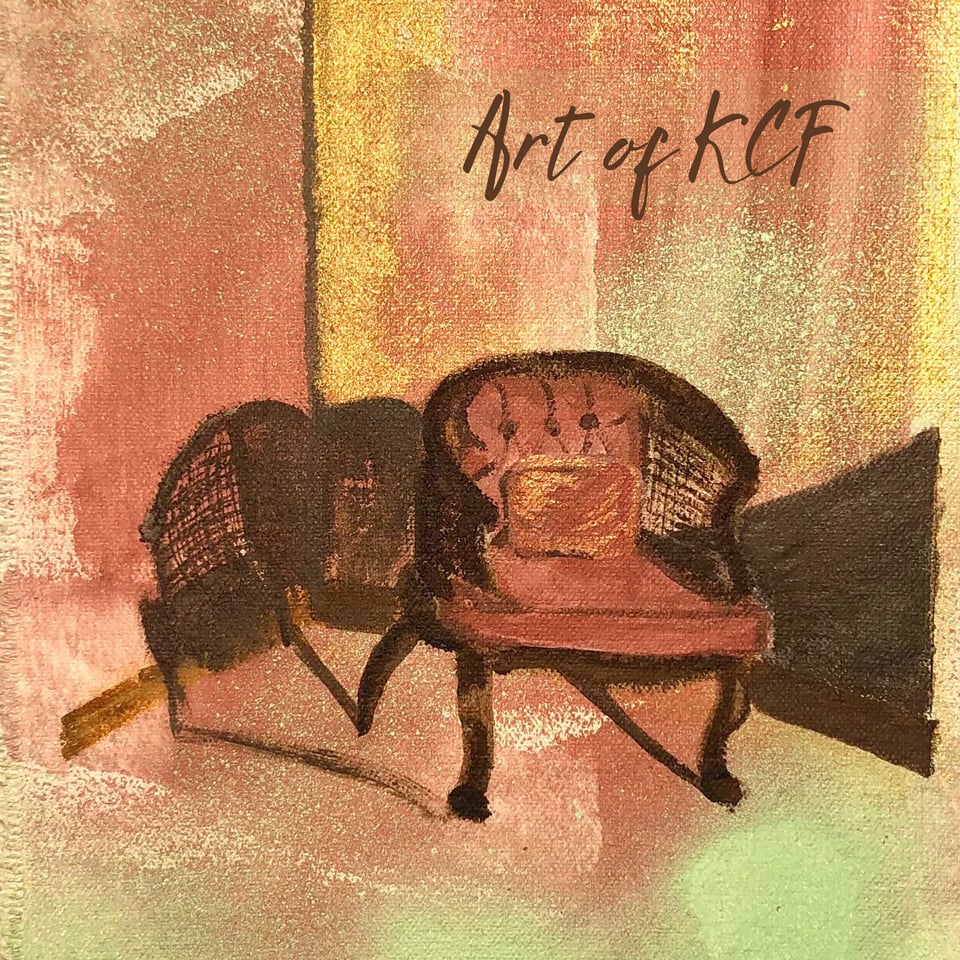 a painted representation of a chair - the art of kcf podcast logo