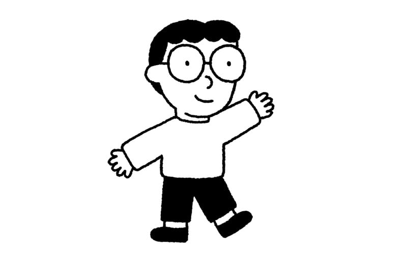 Dibujo de Erica saludando.<br/>Drawing of Erica waving.