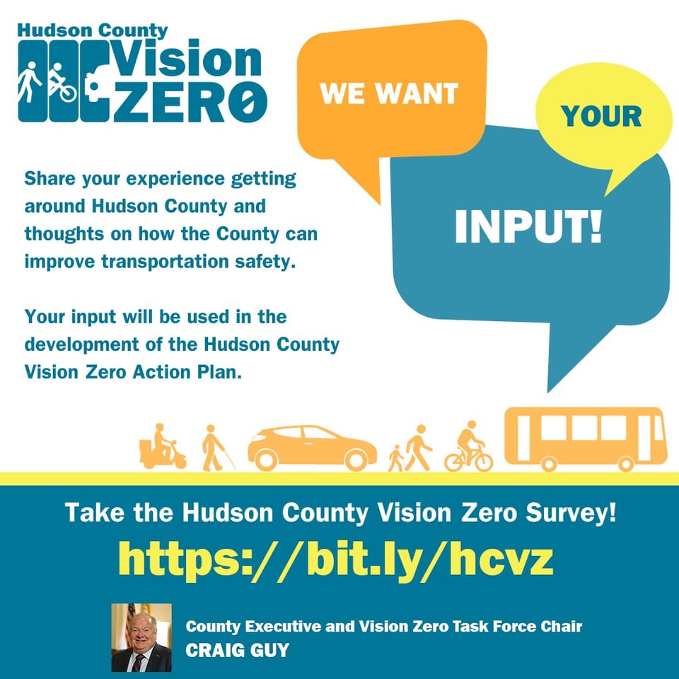 a flyer for the hudson county vision zero survey