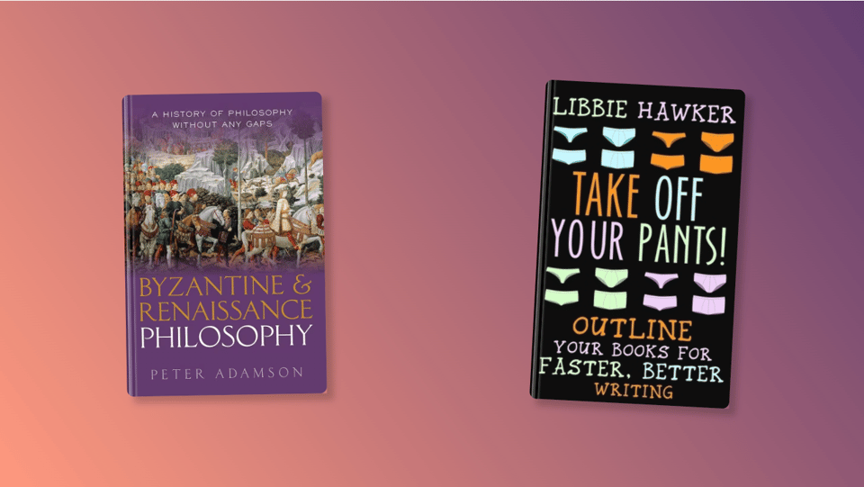 The covers of Byzantine Renaissance Philosophy and Take Off Your Pants!