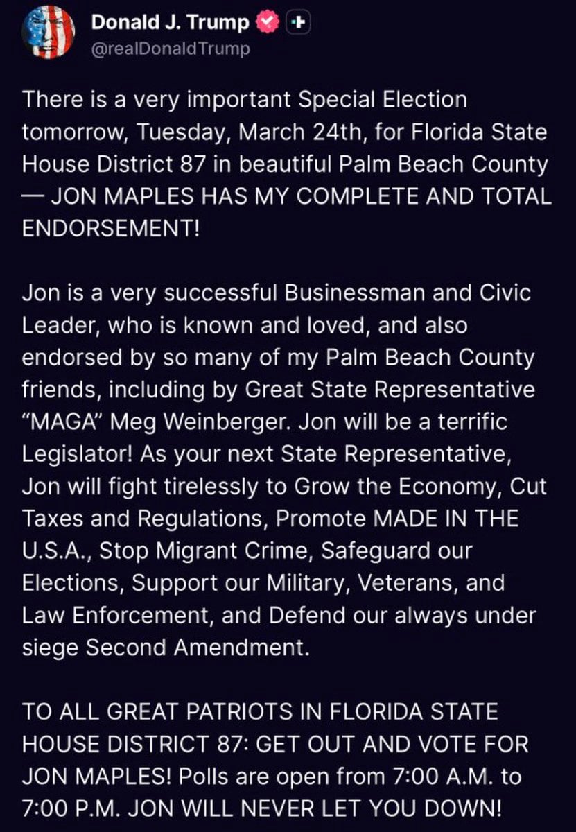 Trump endorsed her opponent.