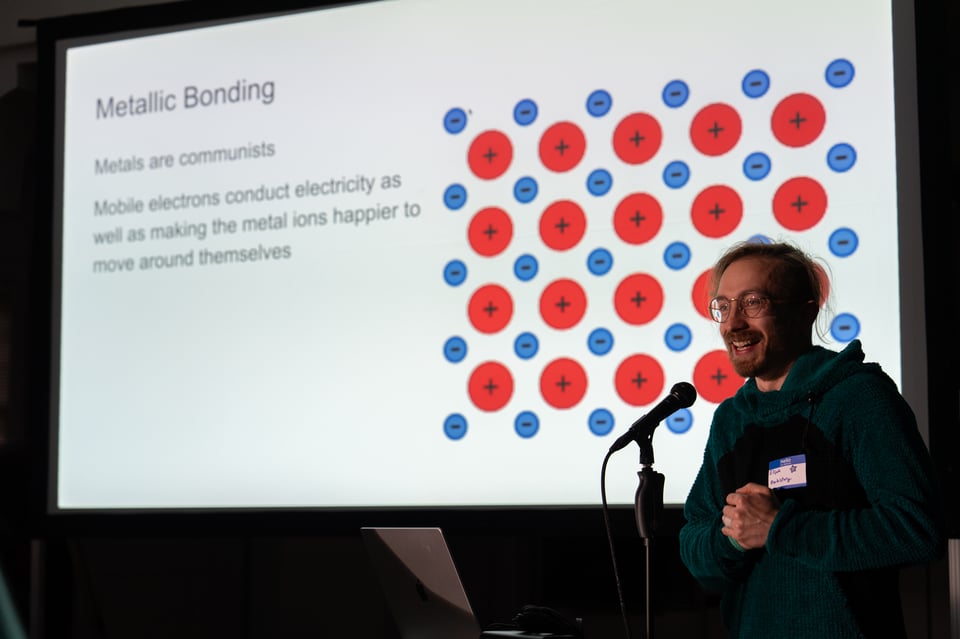 Elijah presenting at PowerPoint Party.