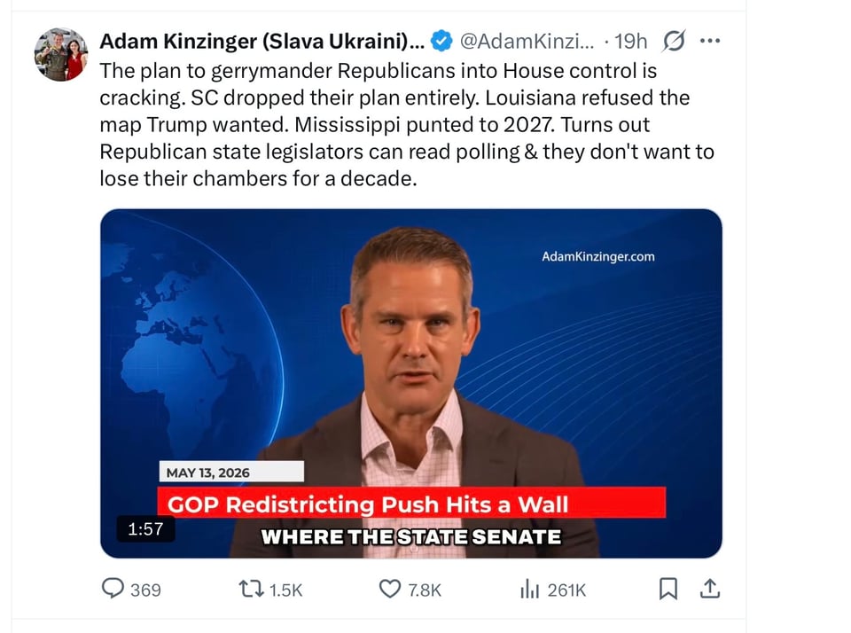 Former GOP Congressman Kinzinger explains what is happening with GOP gerrymandering.