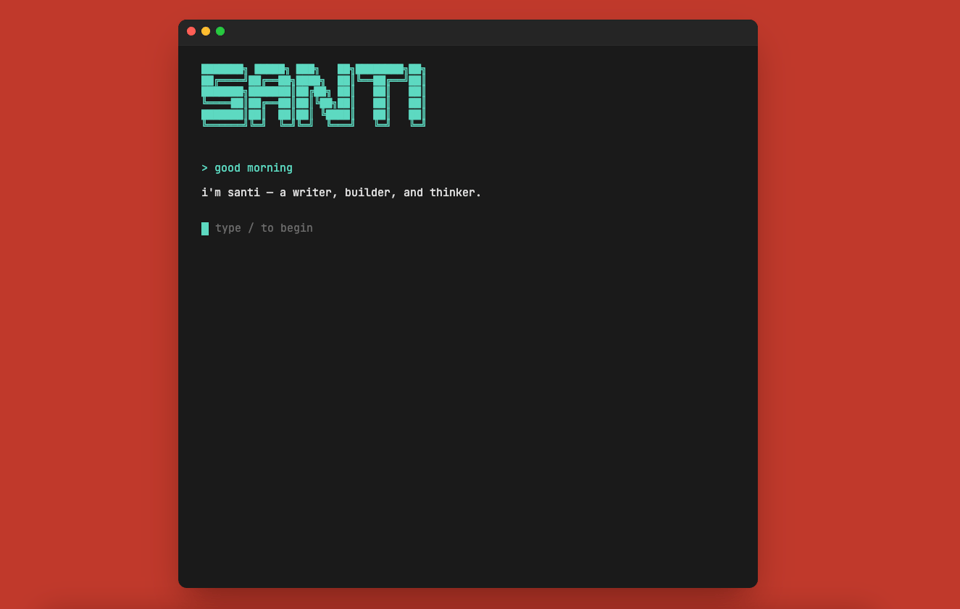 a computer screen with the word santi on it