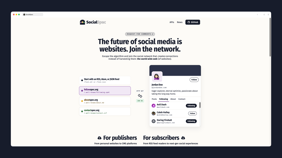The SocialSpec website