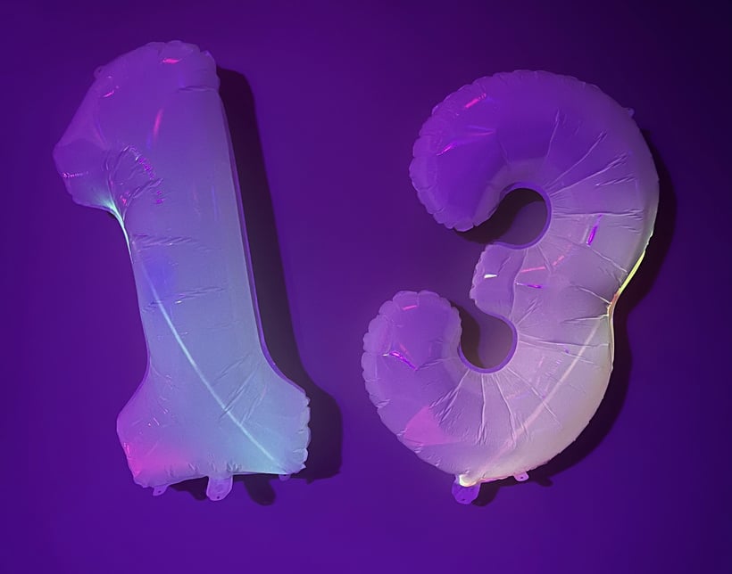 balloons shaped like the number 13