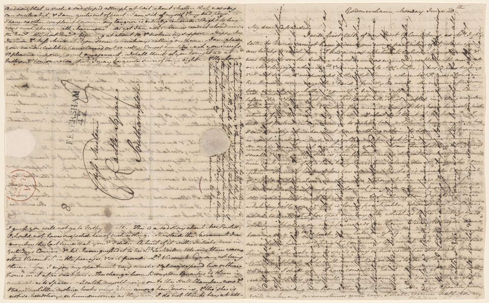 A handwritten letter with cross-writing on it