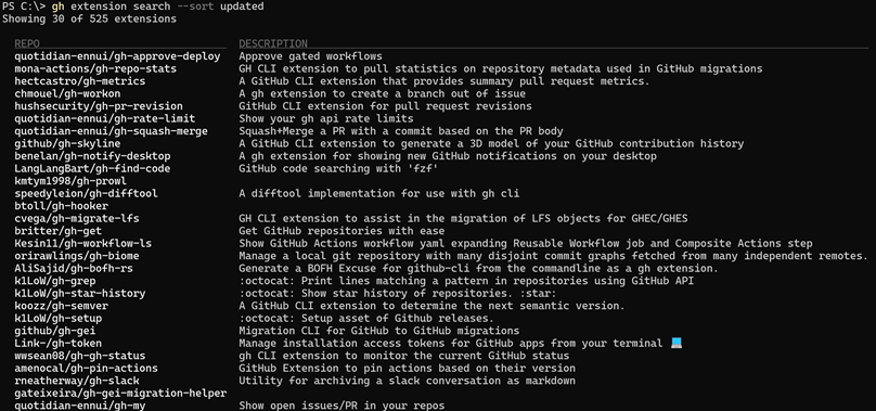Searching GH extension by topic