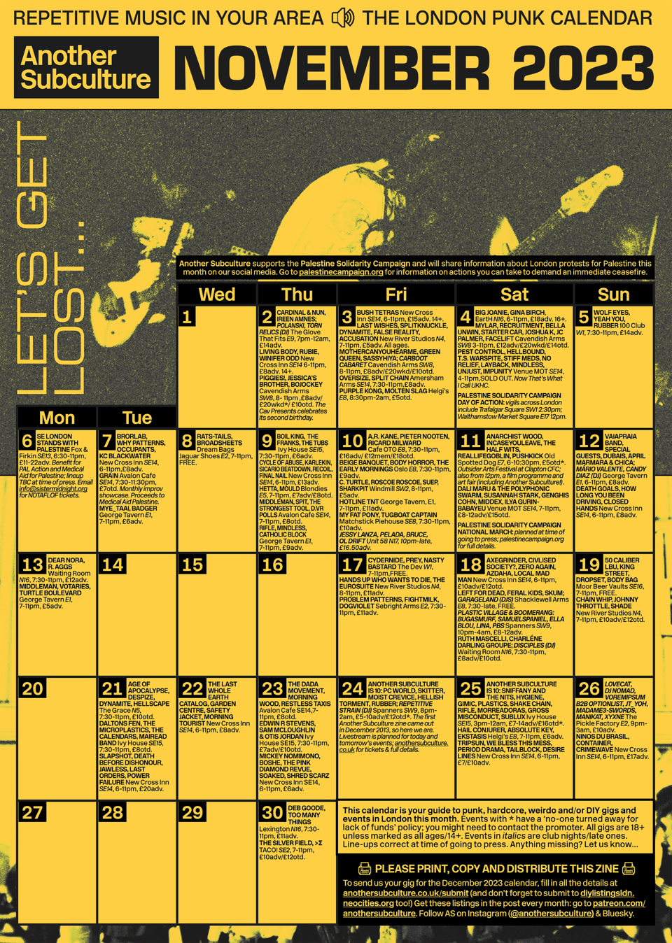 November's AS calendar zine; PDF is available on the website