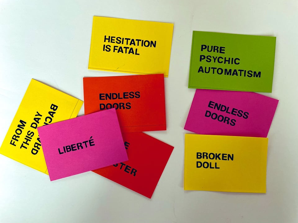 Some of Julian Hanna's experimental prompt cards