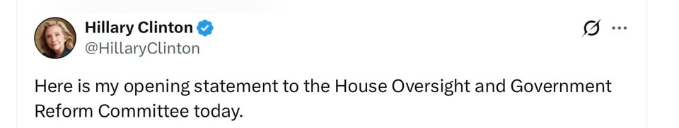 Hillary began her testimony to Congress yesterday.