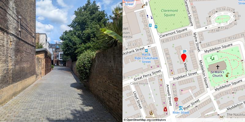 A picture and map of the mews
