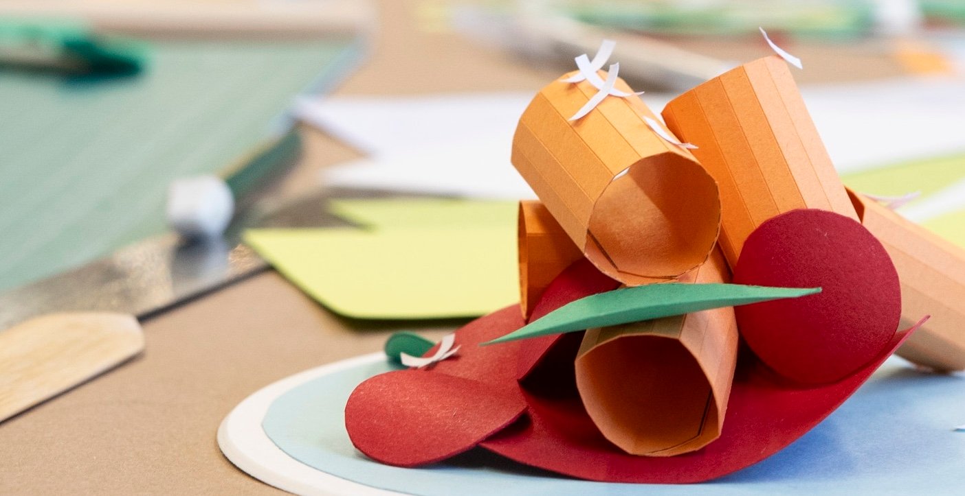 Close up image of paper rigatoni