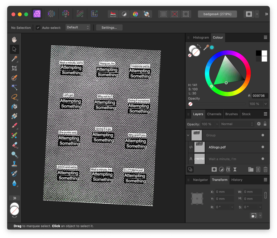 Affinity Photo - with my template for the badges.