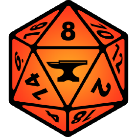It's the logo of a Virtual Tabletop system called Foundry,it shows a 20 sided dice with an anvil on the front