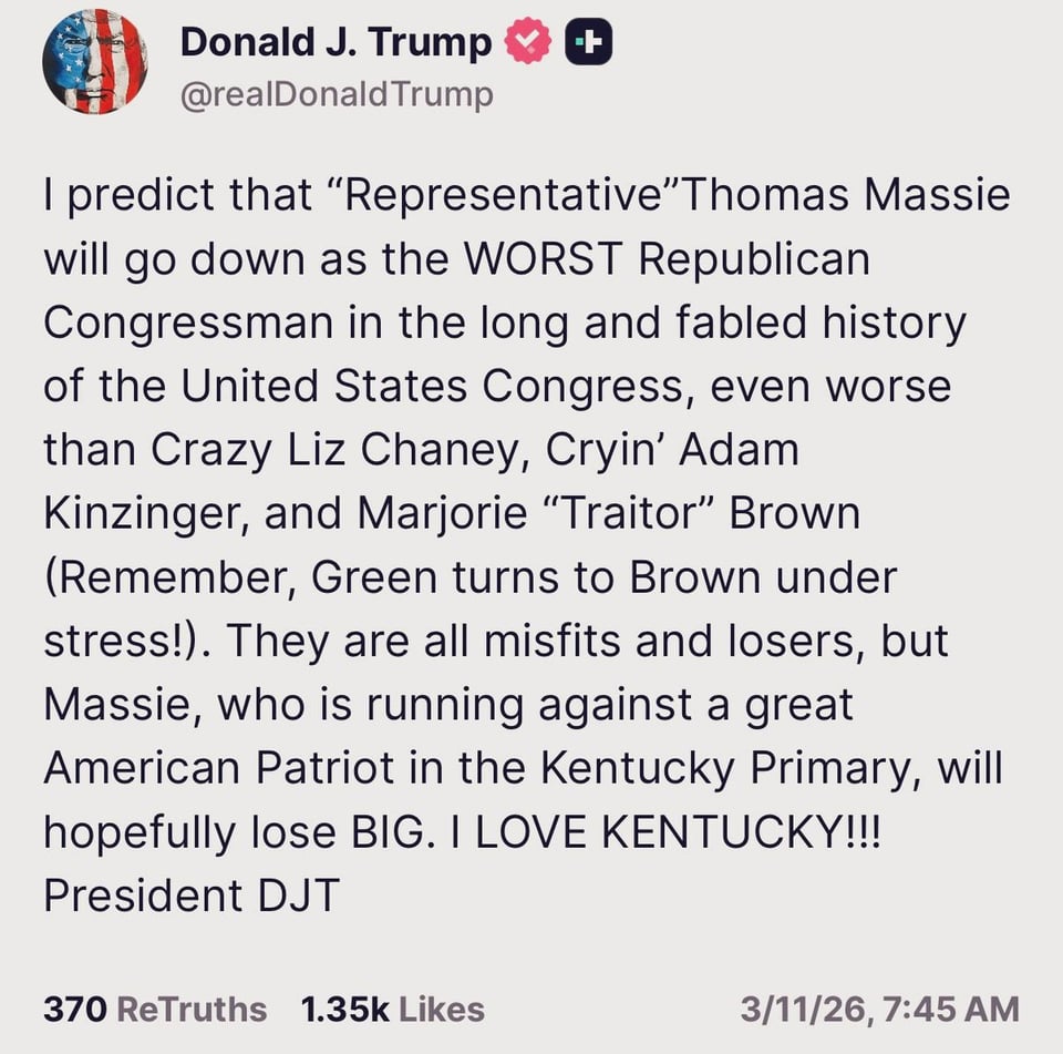 Trump attacks mon Massie