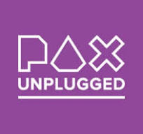 The purple logo for the PAX Unplugged convention