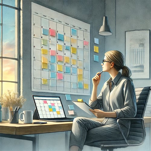 Woman looking at a calendar