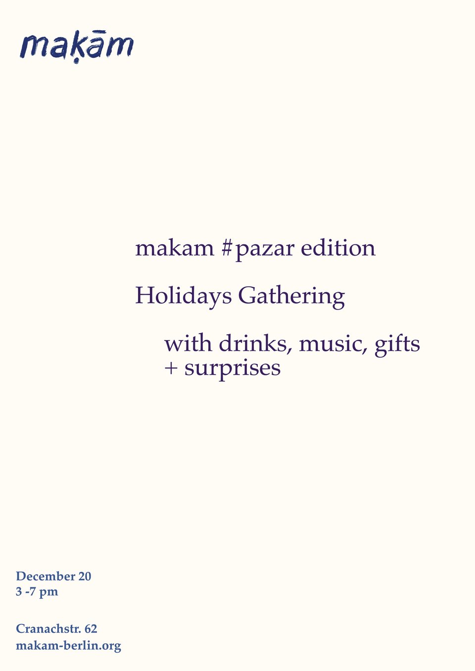 Info flyer for #pazar edition on December 20.