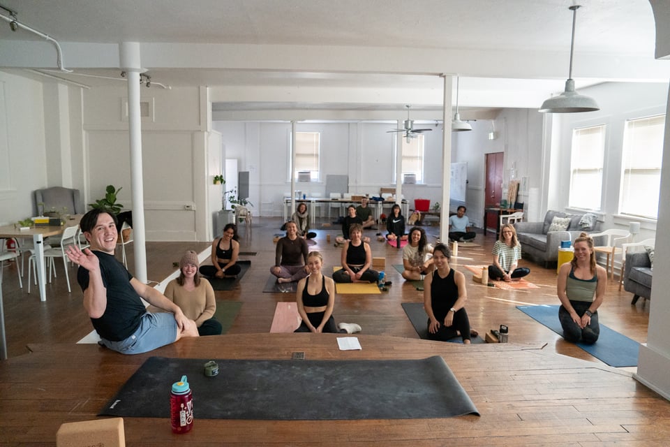 The crowd at Yoga with Dan.