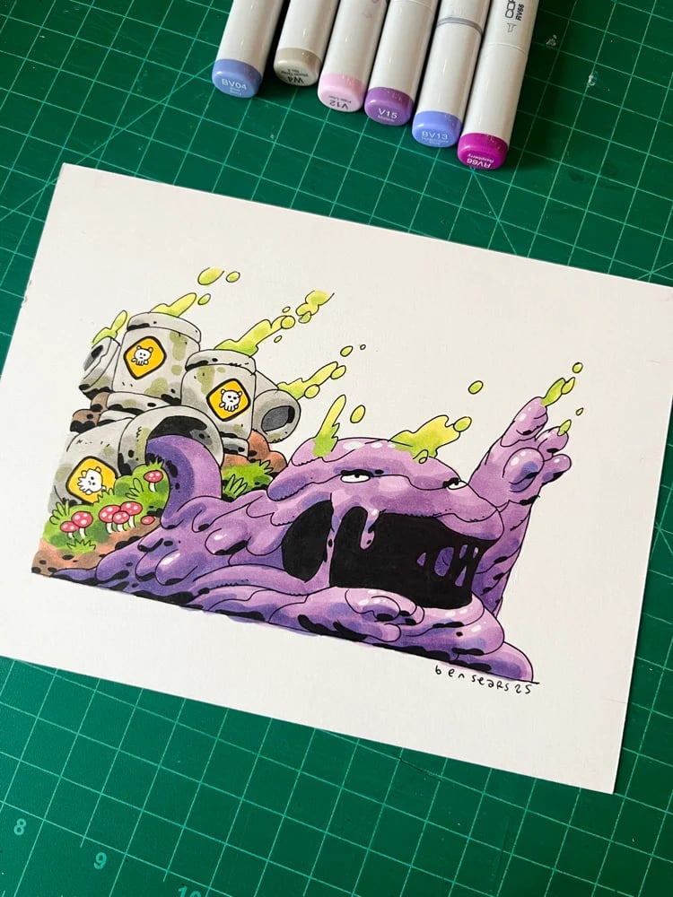 pen and copic marker drawing of the pokemon Muk