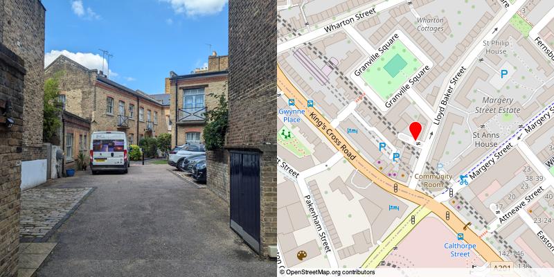 A picture and map of the mews