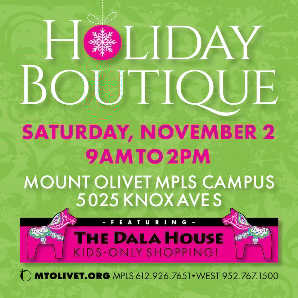 Advertisement for Mount Olivet Holiday Boutique.