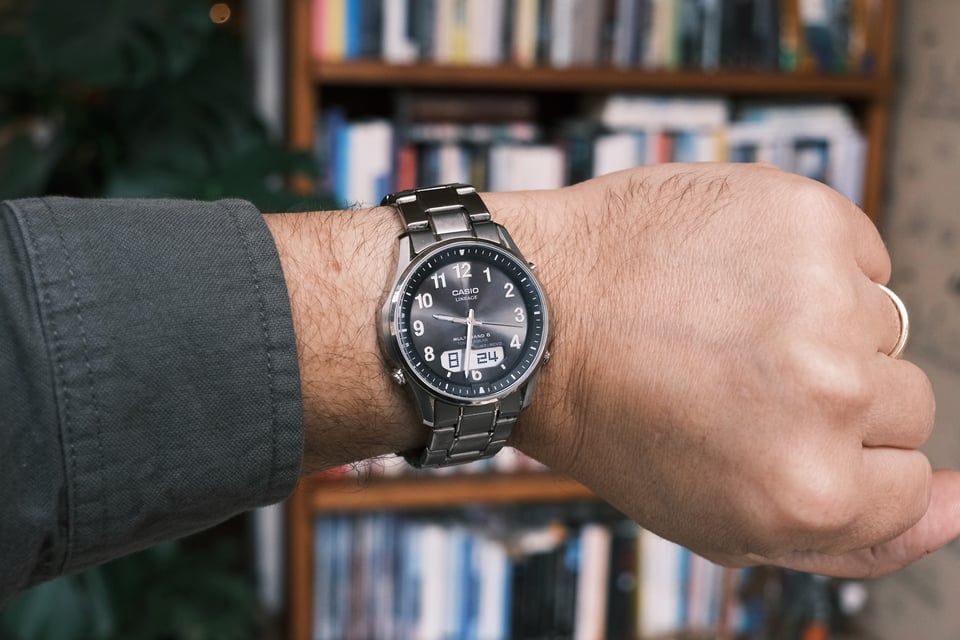 A Casio Lineage timepiece on a wrist