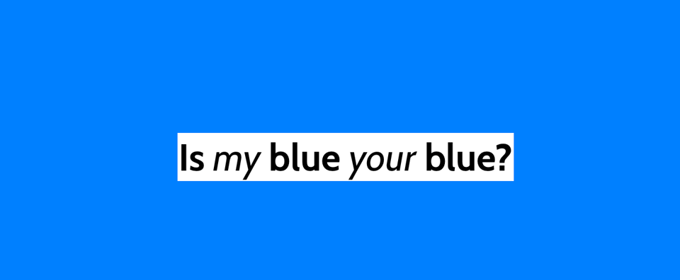 Website logo for "Is my blue your blue"