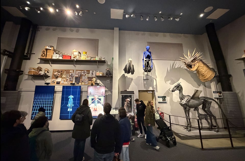 Various visual effects puppets shown on display.