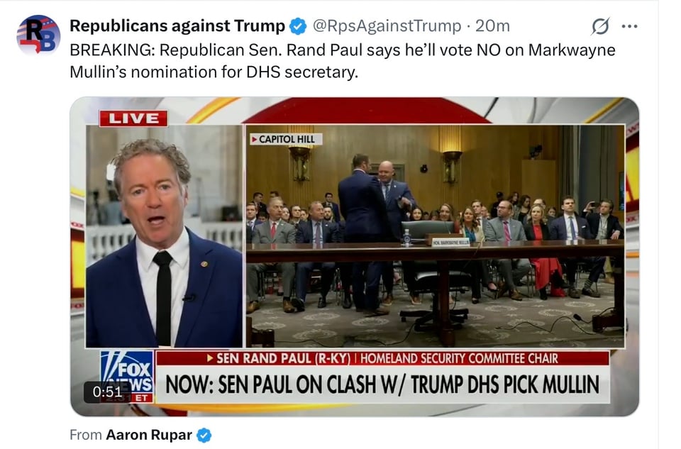 A pictorial version of Mullin’s interaction yesterday with Sen. Rand Paul.photo five