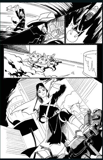 A black and white comic book page