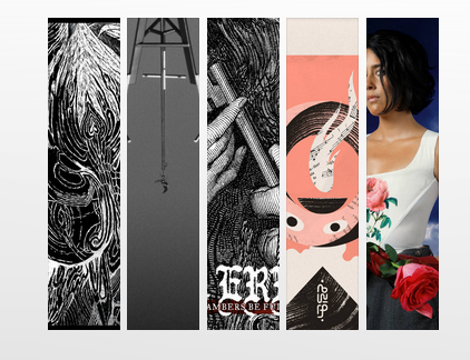 portions of five album covers for a Bandcamp playlist.