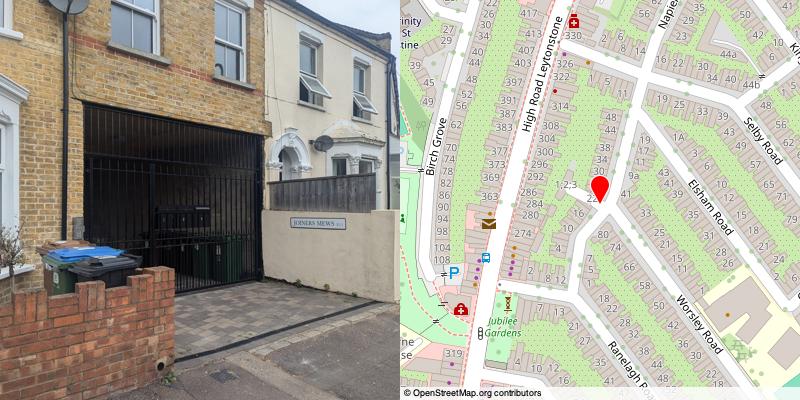 A picture and map of the mews
