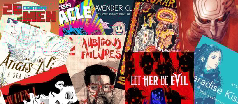 The article banner for "10 Best Graphic Novels I Read in 2024". The covers of all 10 books are piled on top of each other haphazardly