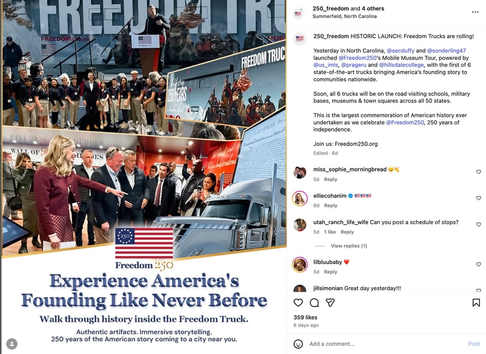 Another Instagram post from IMLS about the Freedom Trucks launch.
