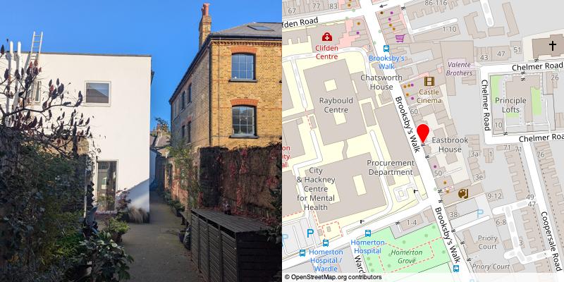 A picture and map of the mews