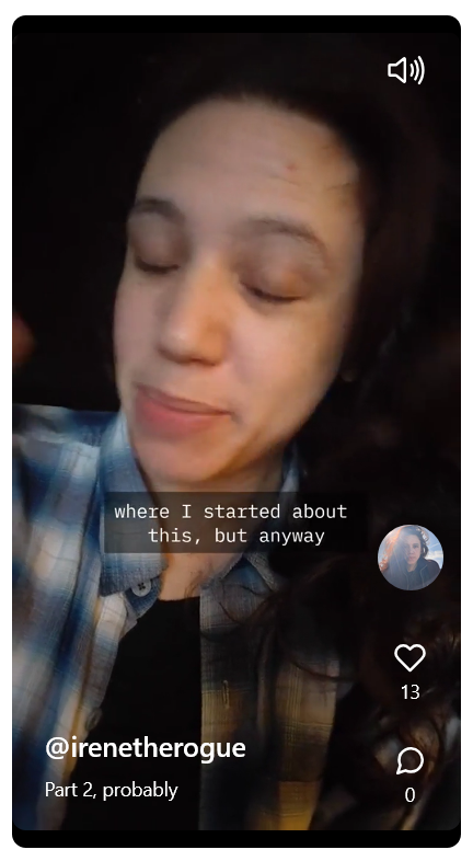 still from a Loops vid, I'm wearing a blue and white flannel shirt