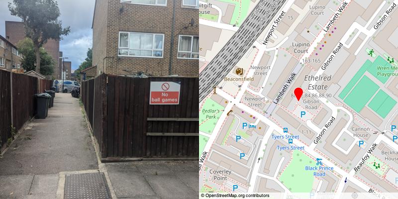 A picture and map of the mews