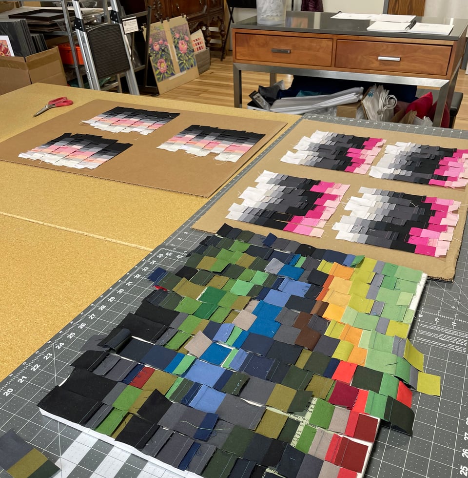 fabric on the work table