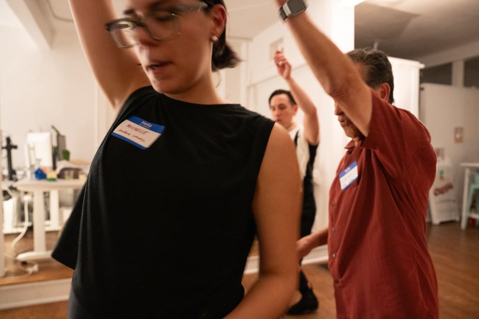 Michelle twirling.